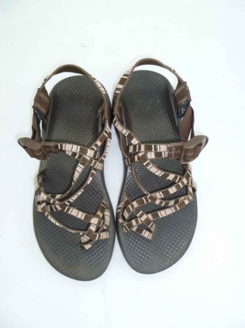 CHACO ZX2 WOMEN YAMPA 8 USED BROWN STRIPED VIBRAM COMFORT STRAPPY SANDALS/HIKING